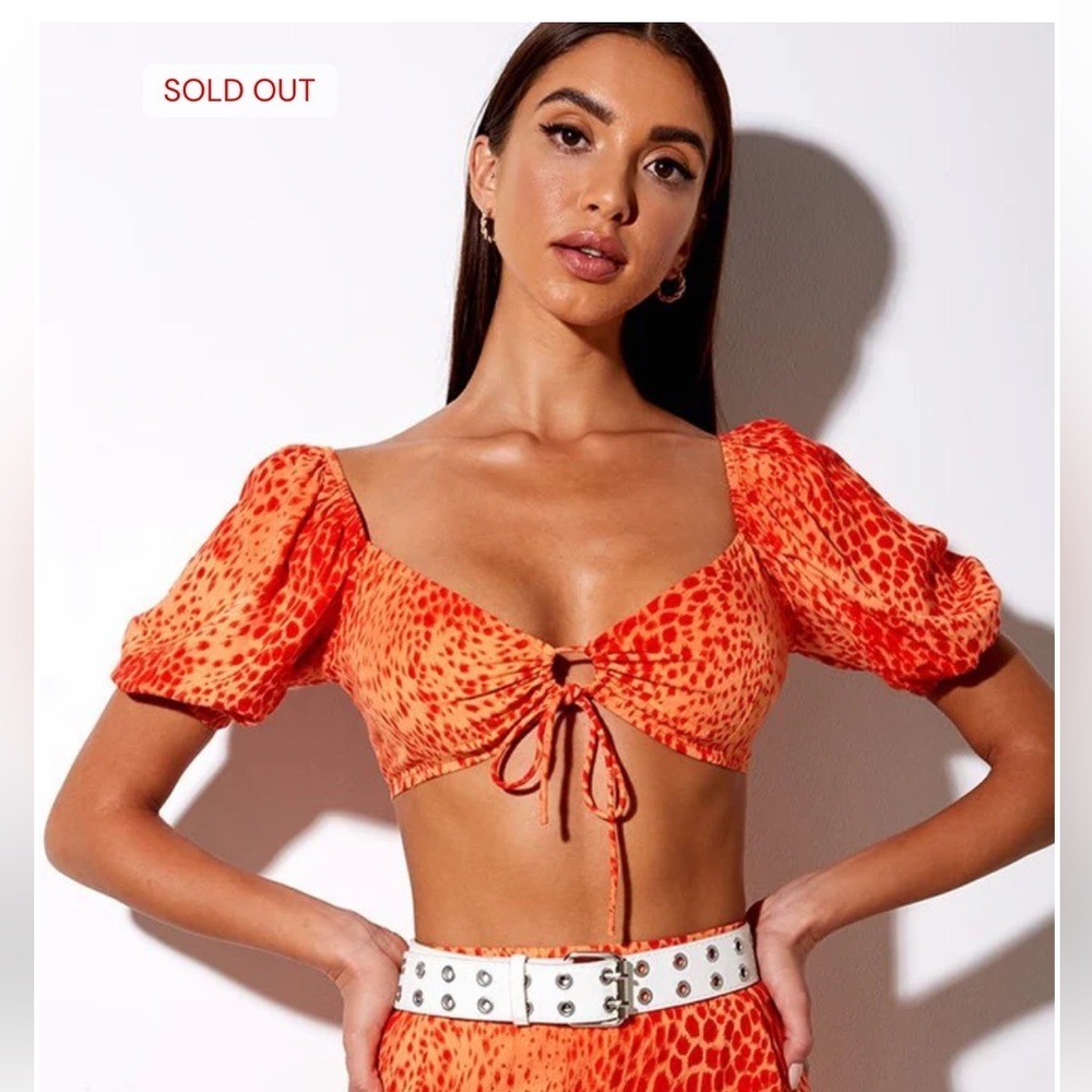 Motel Princess Polly Chelin Crop Top in Gradient Cheetah Tangerine Size XS